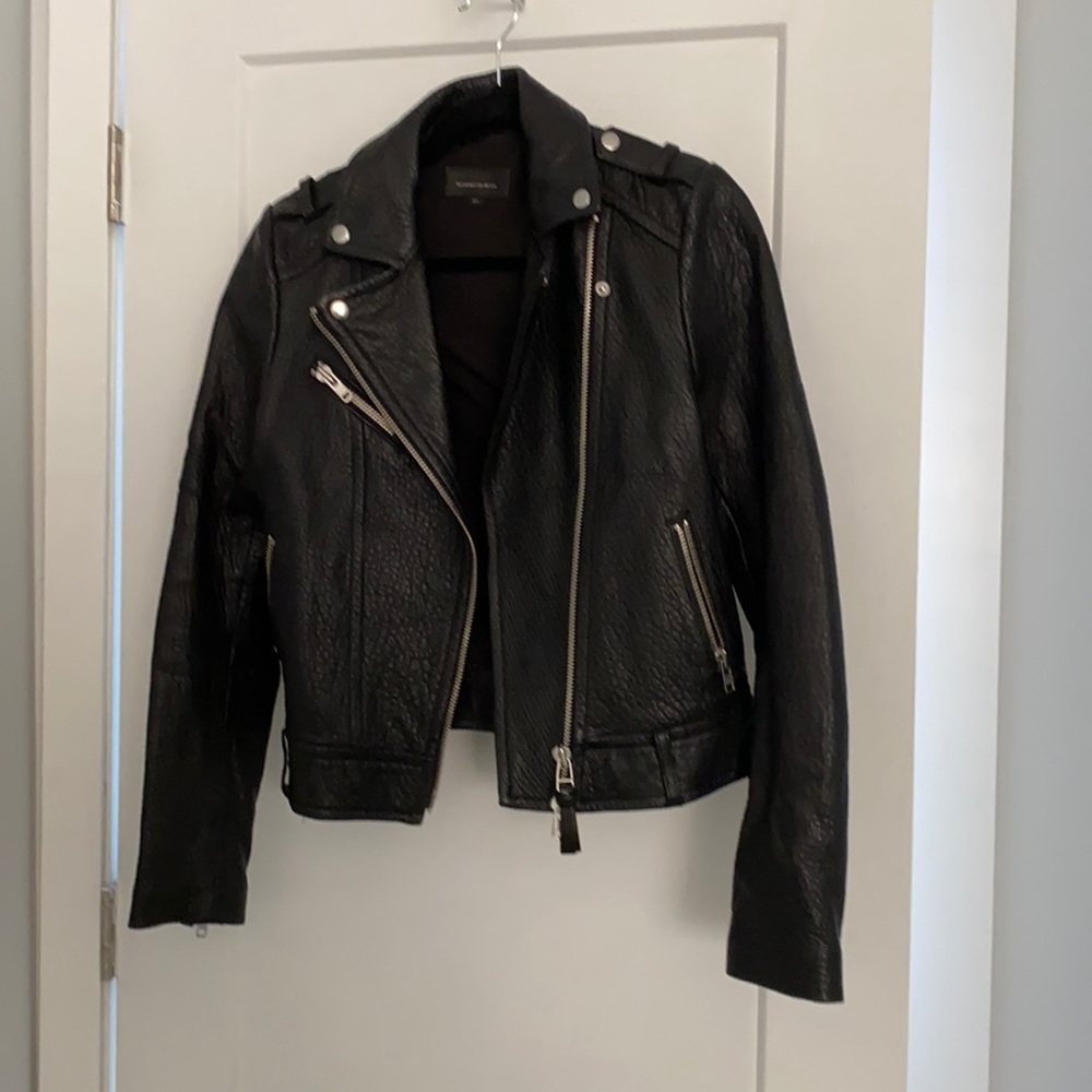 Black Leather Moto Jacket - Women